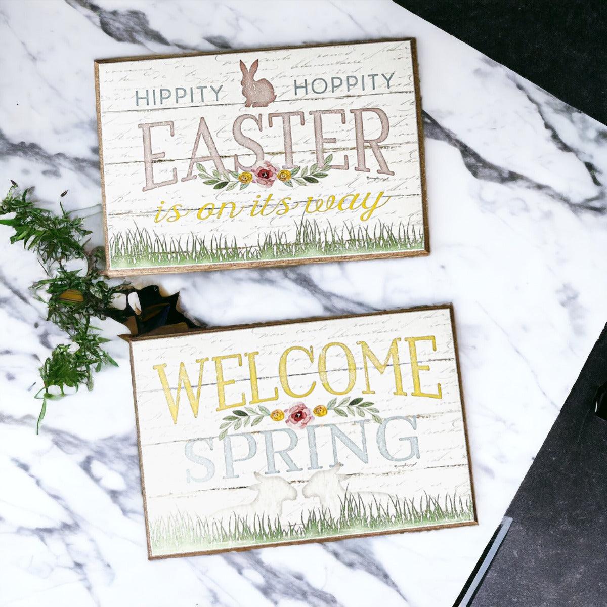Easter Spring Wooden Block Signs - Farmhouse Tiered Tray Decor – wooden block sign