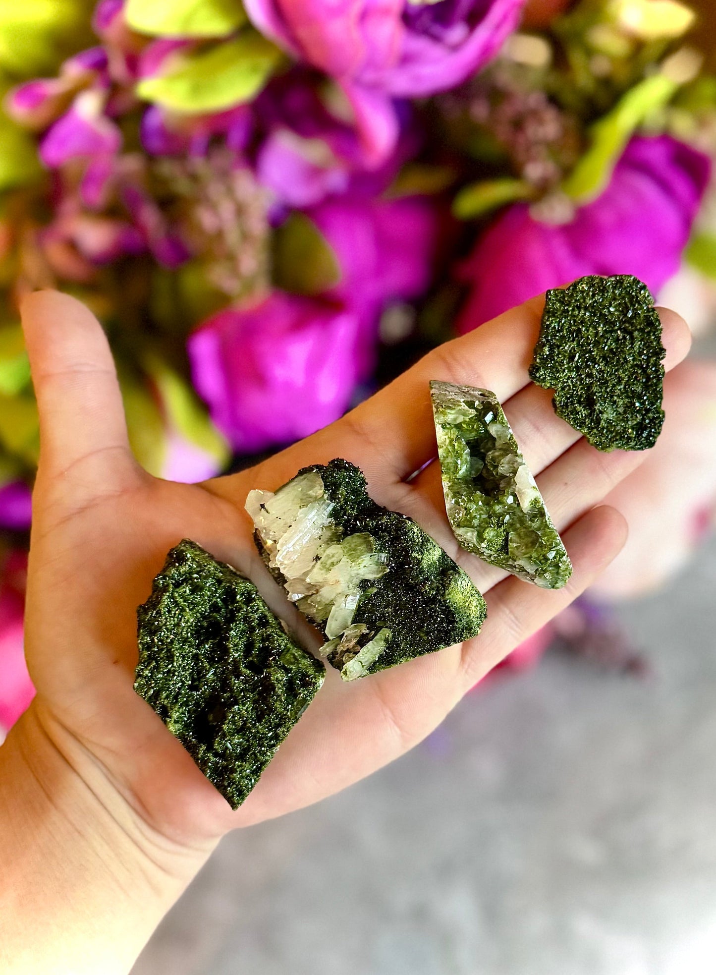 Forest Epidote Specimens from Turkey, Epidote and Quartz, Epidote Clusters –