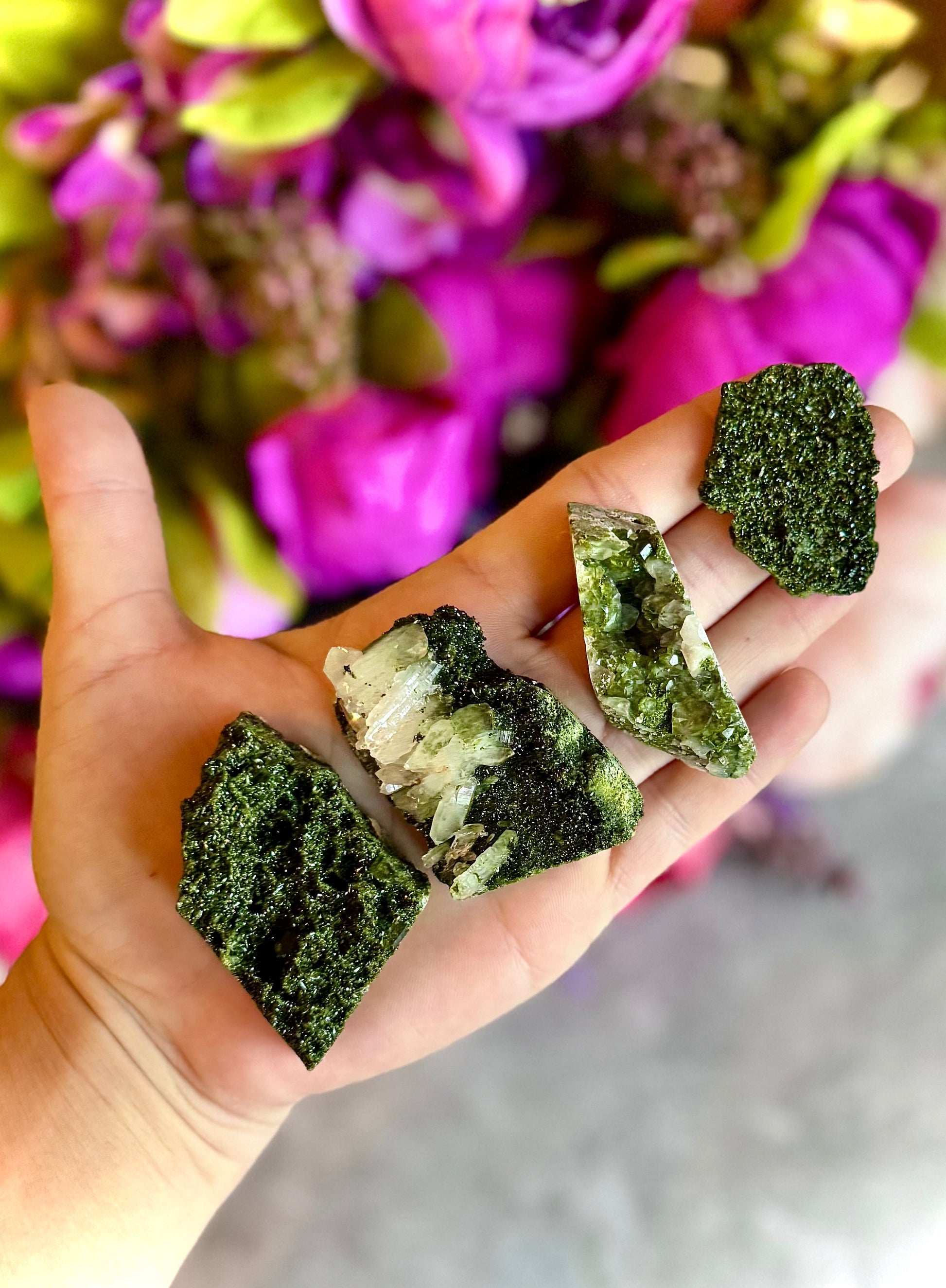 Forest Epidote Specimens from Turkey, Epidote and Quartz, Epidote Clusters –