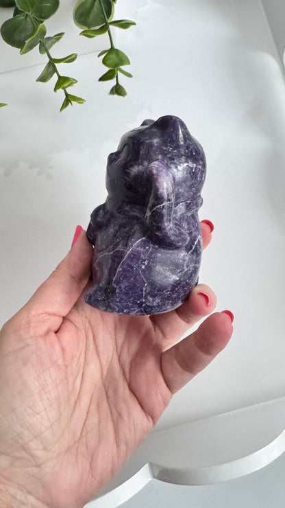 XL Lepidolite & Pink Petalite Lucky Cat | 4" Maneki Neko – Crystals