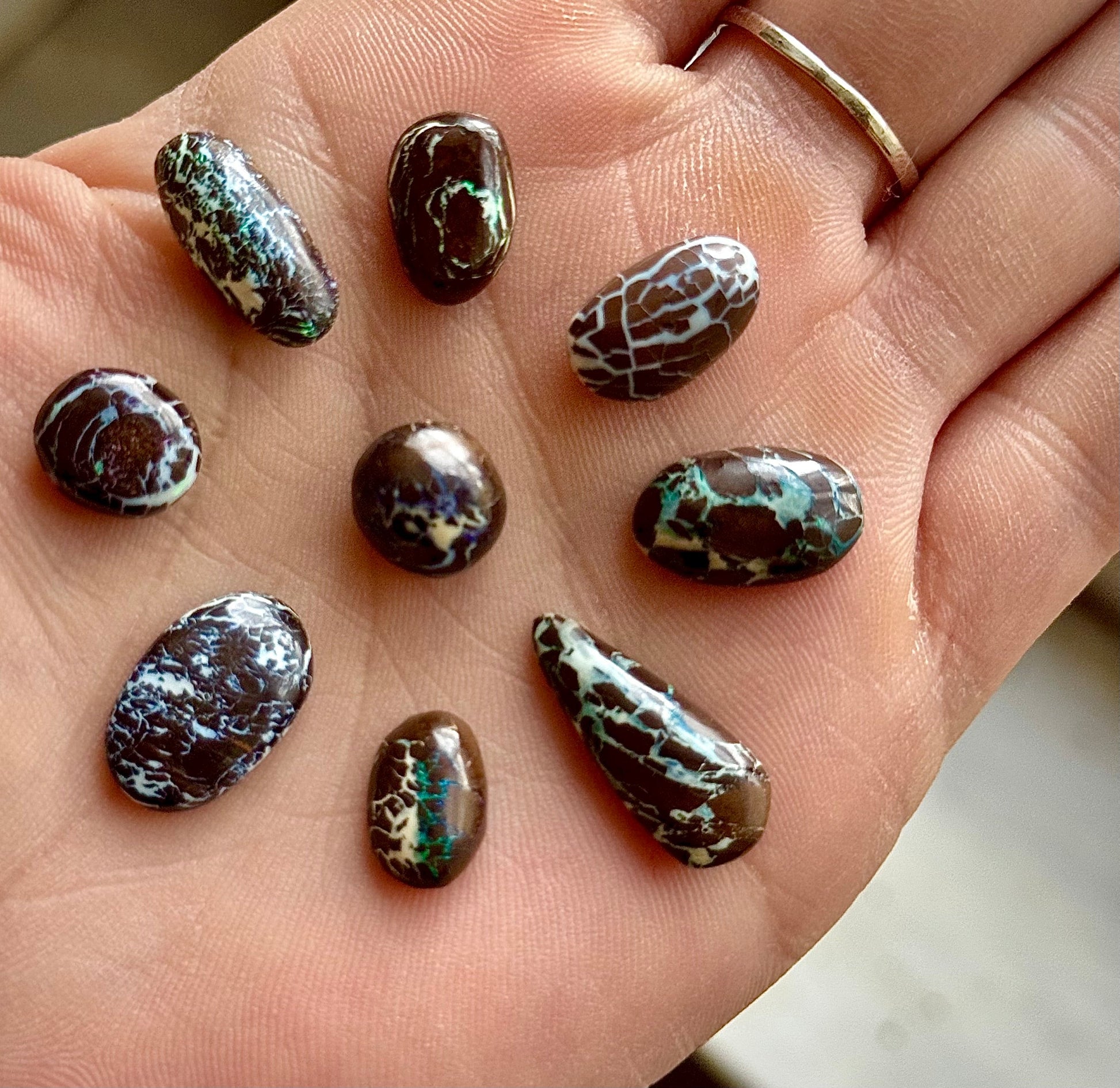 Dragon Pattern Boulder Opal Cabochons – Rare, Polished Gemstones for Jewelry & Collectors – .50-.99 Grams