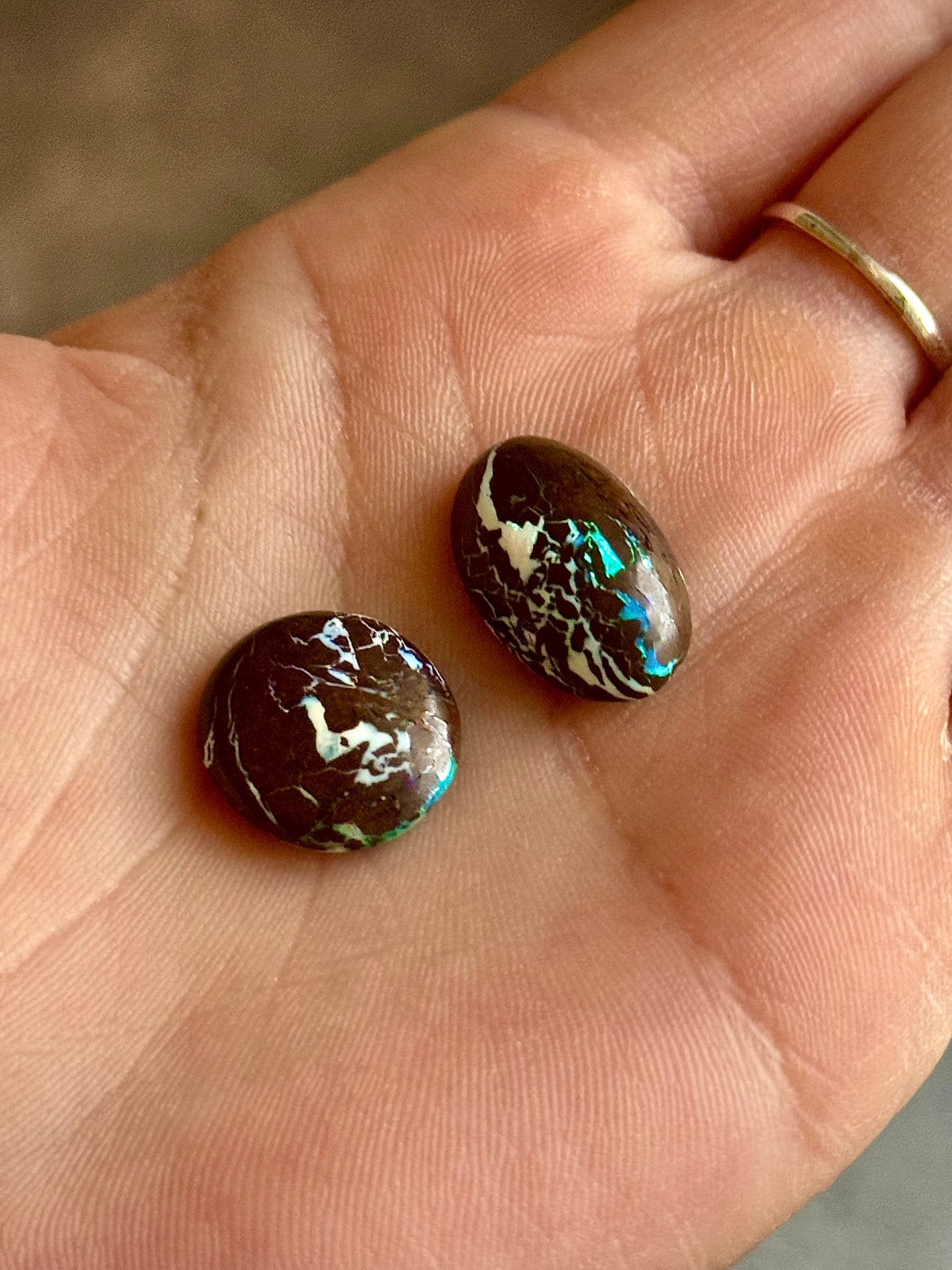 Dragon Pattern Boulder Opal Cabochons – Rare, Polished Gemstones for Jewelry & Collectors – 2.00-2.49 Grams