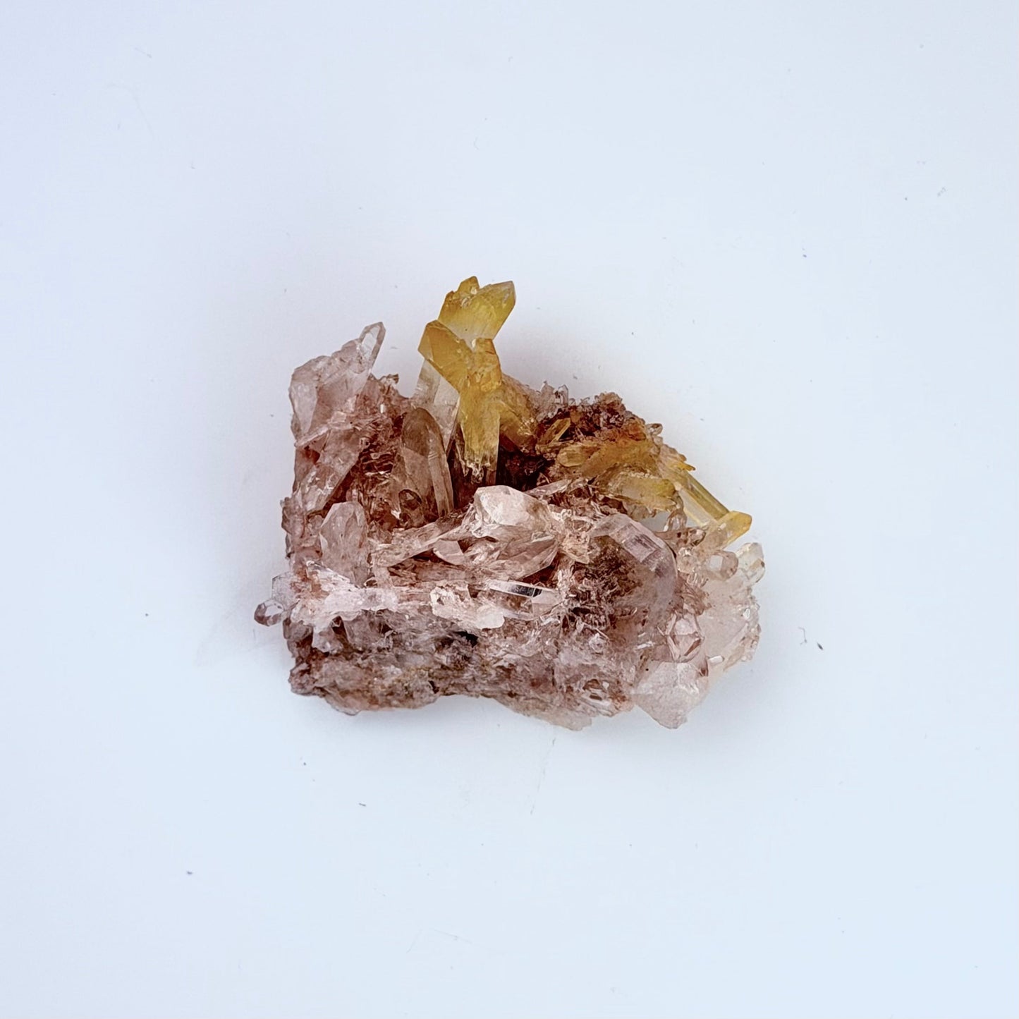 Lemurian Quartz – Pink Lithium w Golden Healer Cluster - Columbia