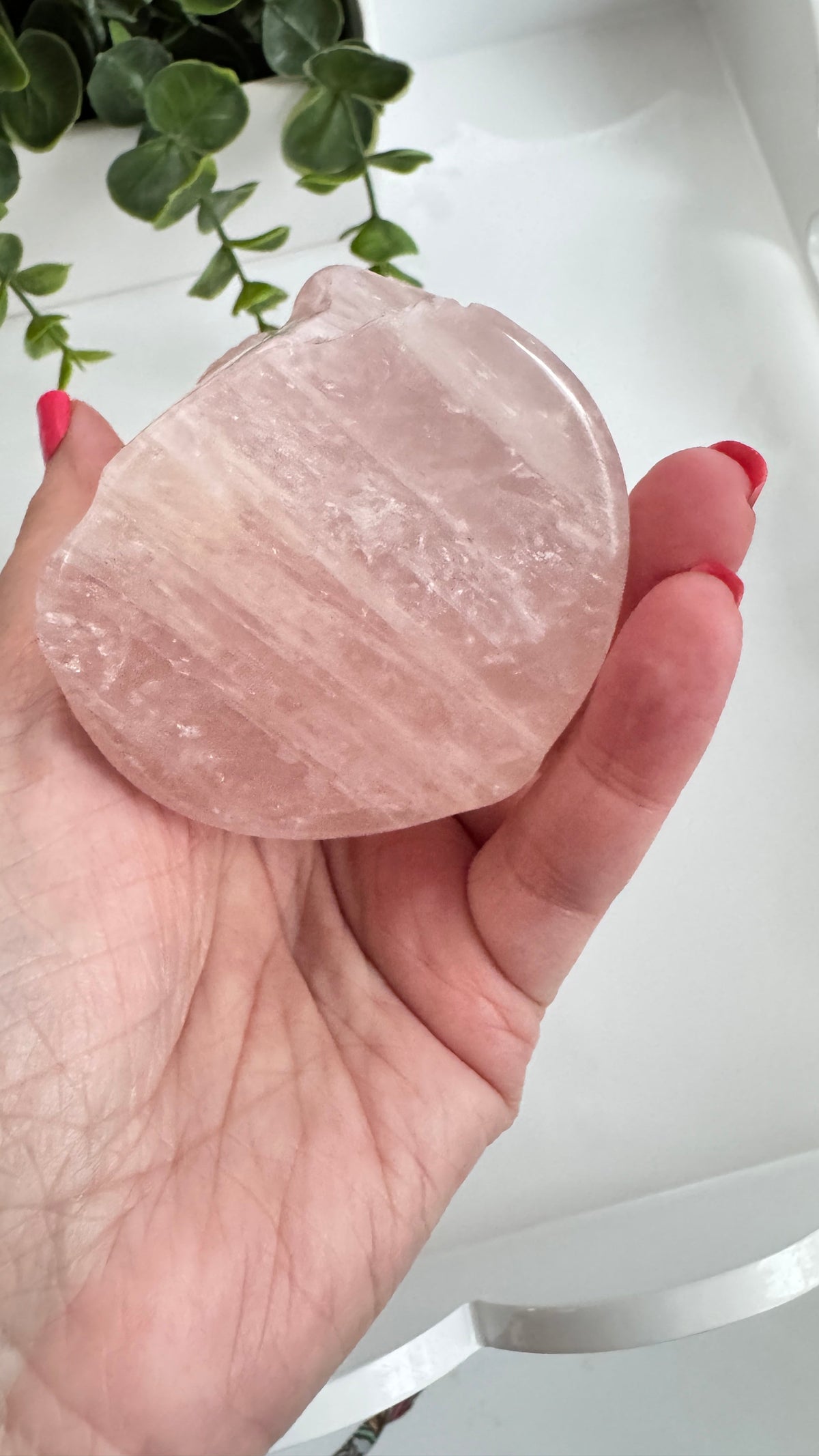 Rose Quartz Lucky Cat – XL 4" Maneki Neko Crystal Carving