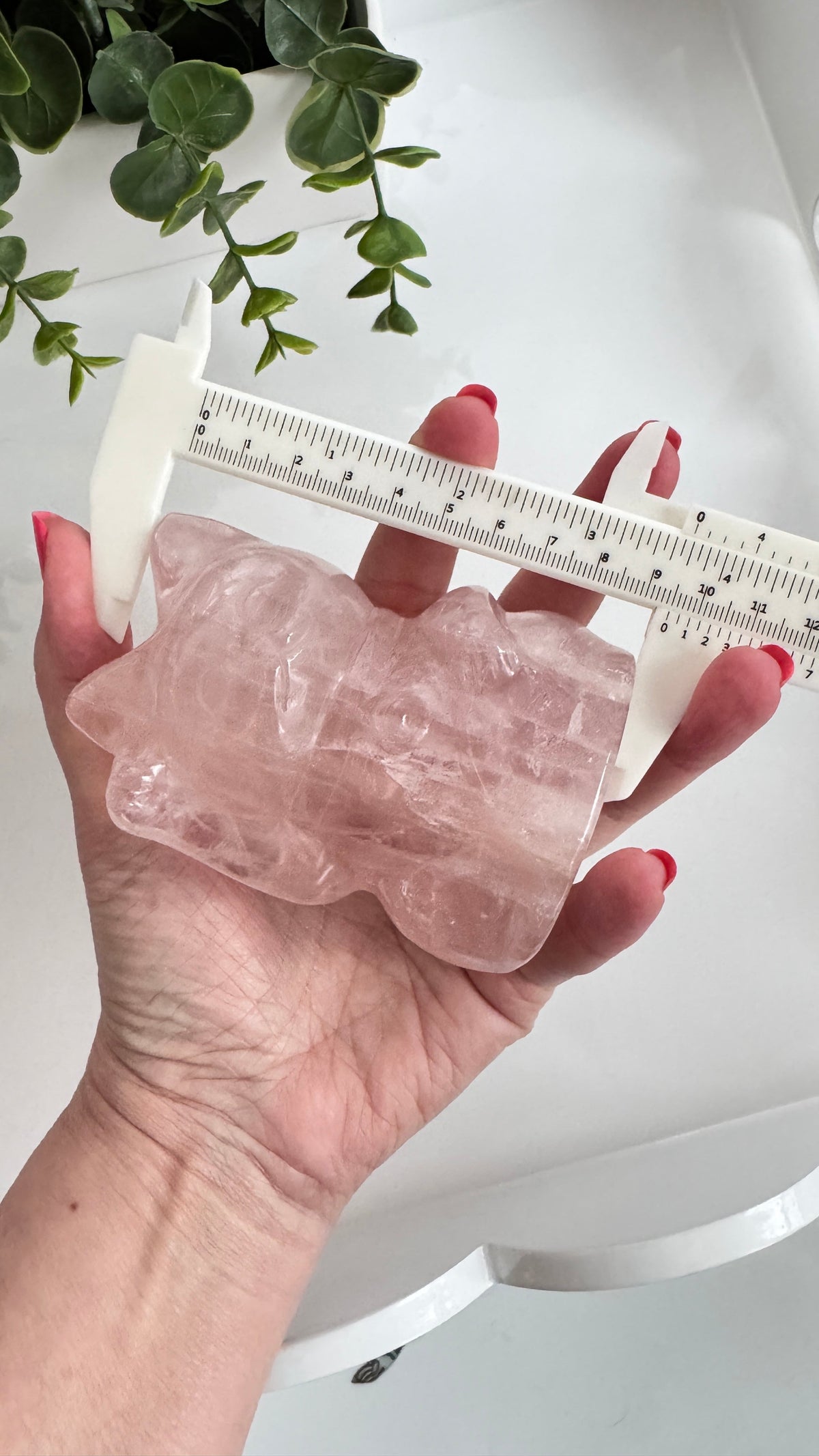 Rose Quartz Lucky Cat – XL 4" Maneki Neko Crystal Carving