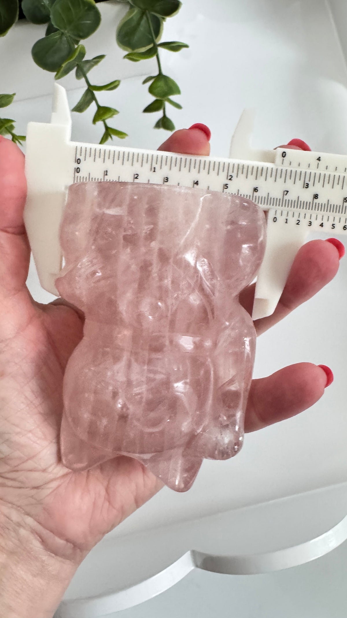 Rose Quartz Lucky Cat – XL 4" Maneki Neko Crystal Carving