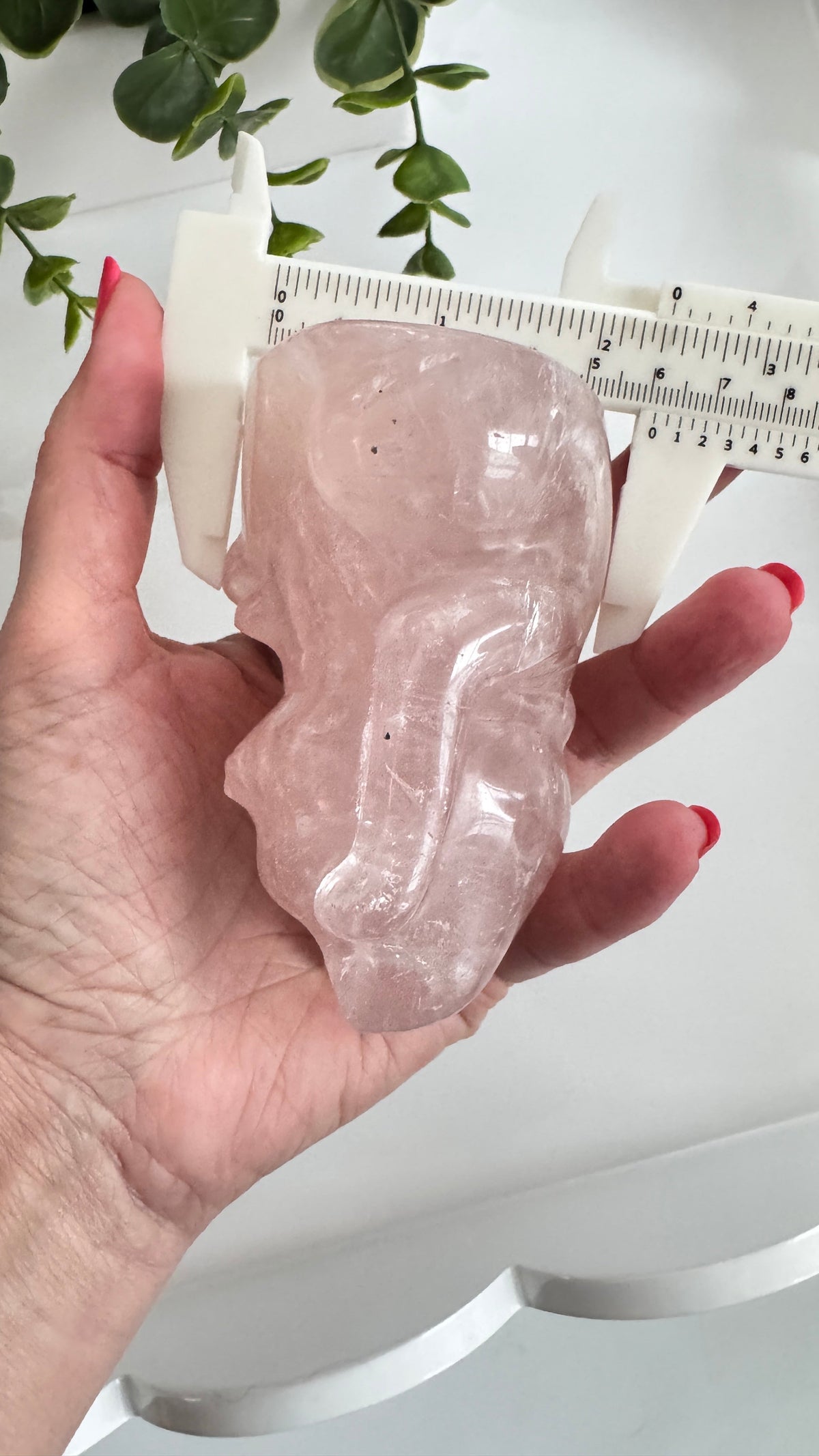 Rose Quartz Lucky Cat – XL 4" Maneki Neko Crystal Carving