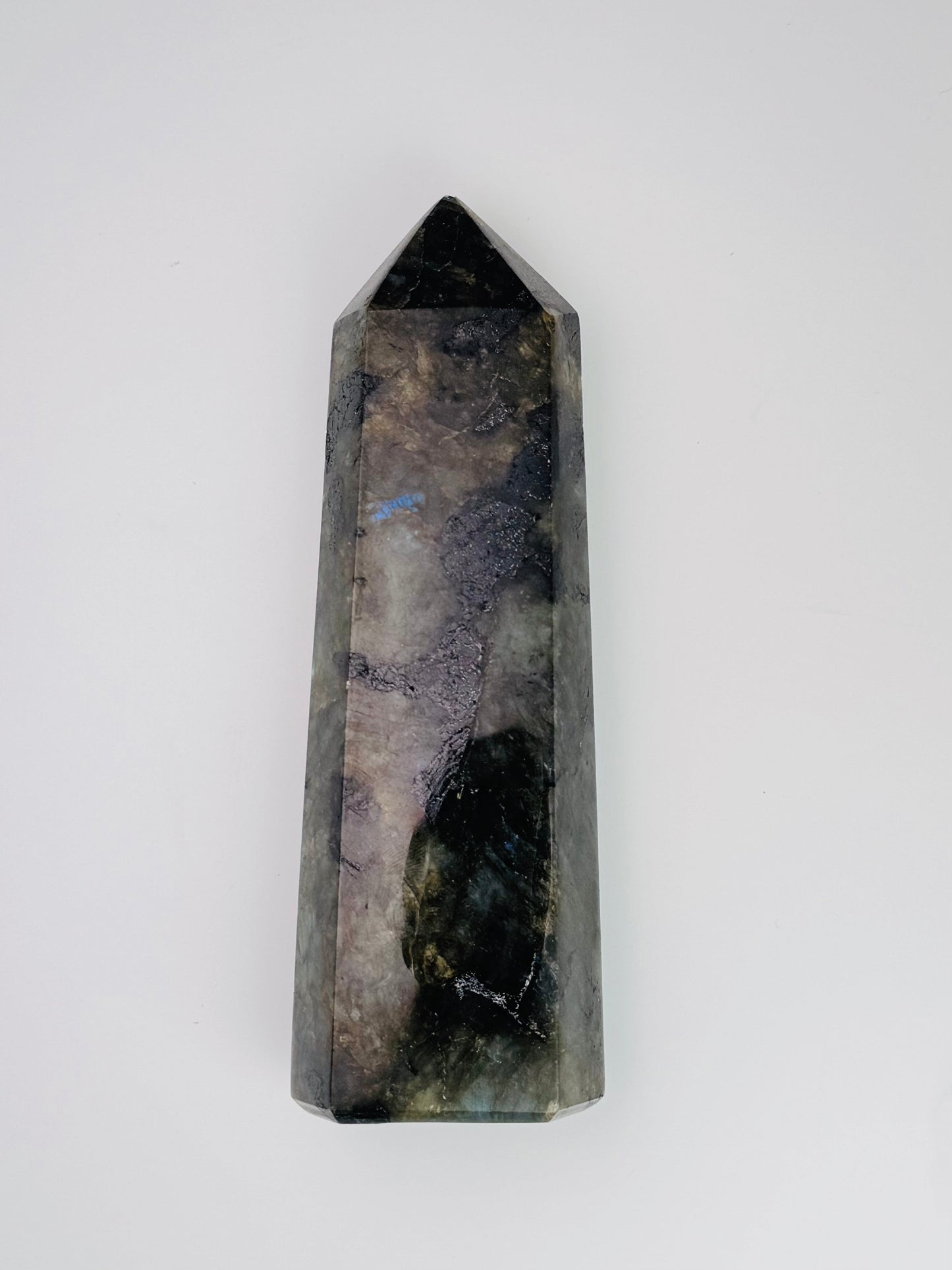 Labradorite Tower – Tower 4.75x1.5x1" sunset flash