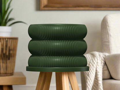 Ribbed Bubble Plant Pot With Drainage and Saucer – Planter