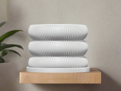 Ribbed Bubble Plant Pot With Drainage and Saucer – Planter