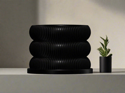 Ribbed Bubble Plant Pot With Drainage and Saucer – Planter
