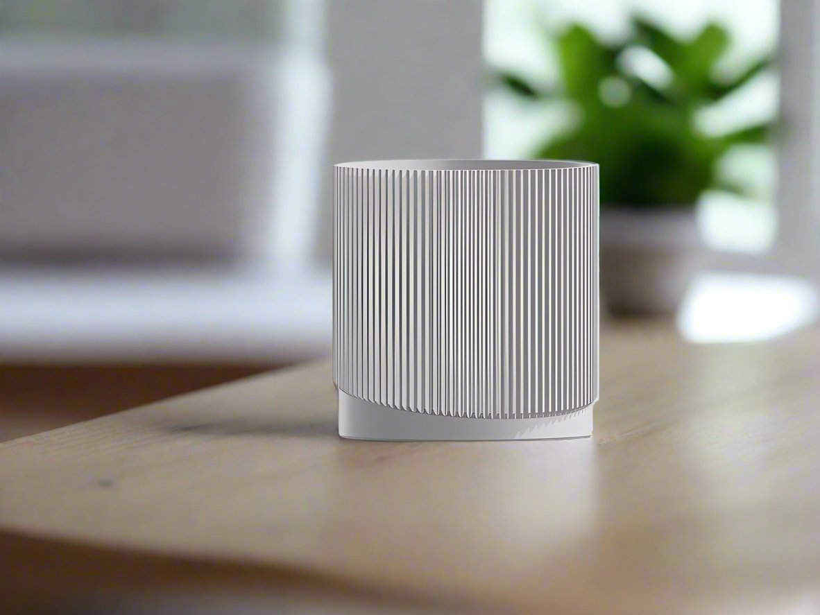 Mid-Century Ribbed Planter with Drainage | Modern 3D Printed Pot –