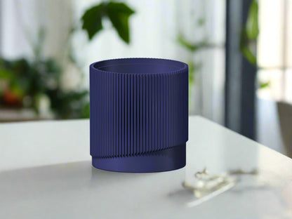 Mid-Century Ribbed Planter with Drainage | Modern 3D Printed Pot –