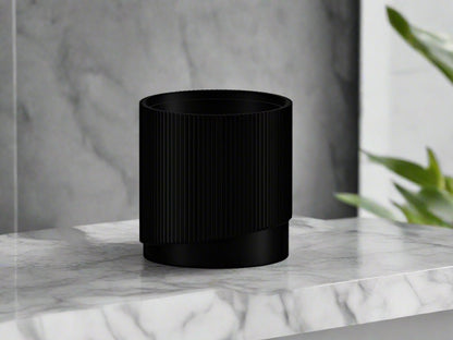 Mid-Century Ribbed Planter with Drainage | Modern 3D Printed Pot –