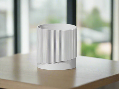 Mid-Century Ribbed Planter with Drainage | Modern 3D Printed Pot –