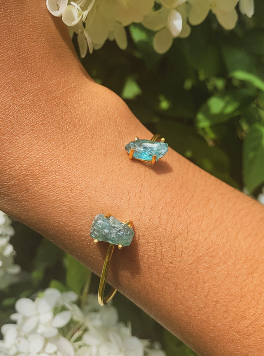 Apatite Gold Cuff Bracelet