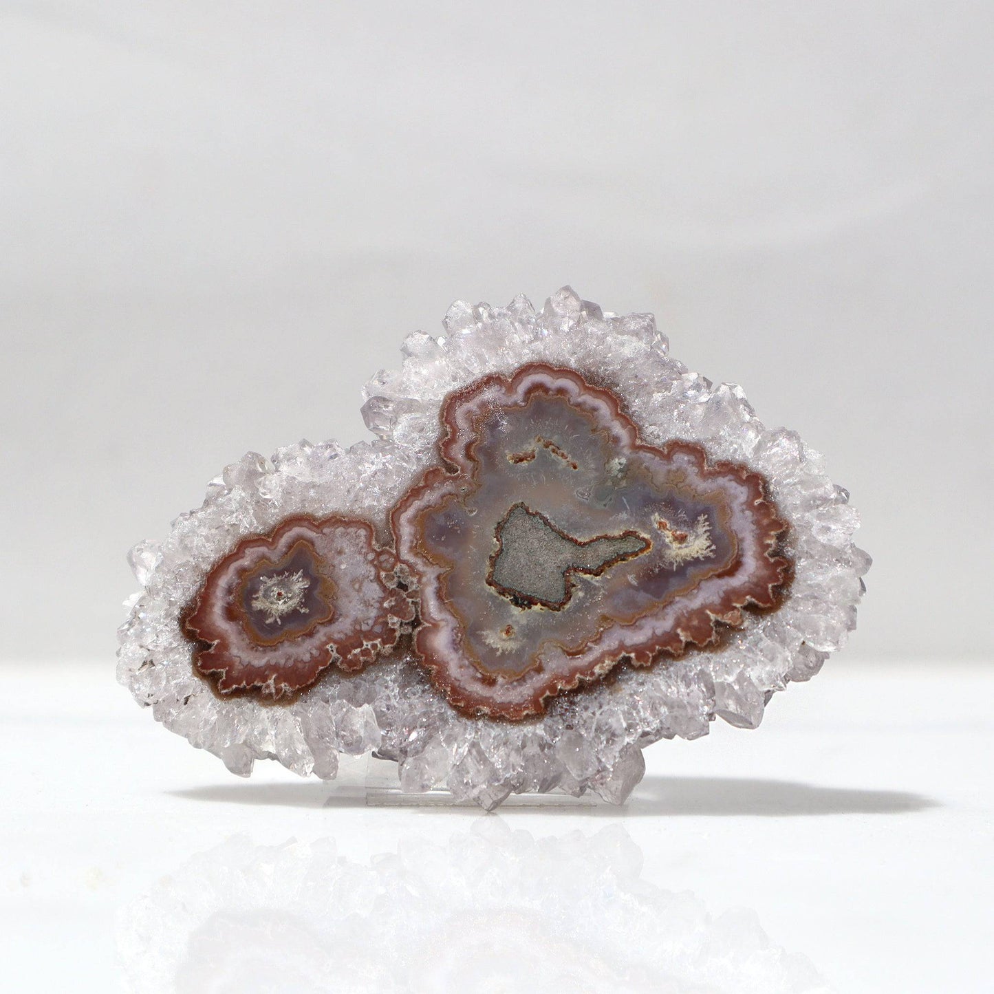 Brown Agate Center - Rare Stalactite Slice – Amethysts Crystals Stalactites