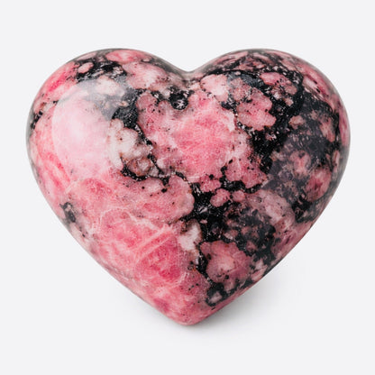 Rhodonite Crystal Heart Carving – Polished Statement Stone