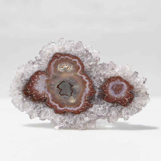 Brown Agate Center - Rare Stalactite Slice – Amethysts Crystals Stalactites