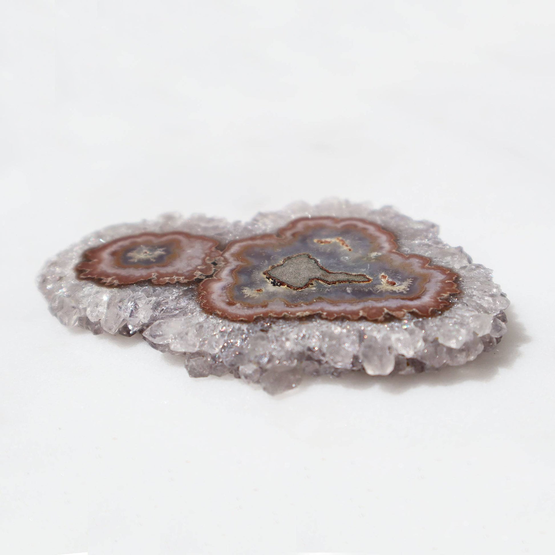 Brown Agate Center - Rare Stalactite Slice – Amethysts Crystals Stalactites