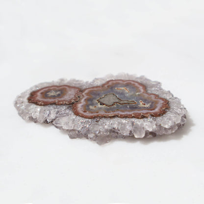 Brown Agate Center - Rare Stalactite Slice – Amethysts Crystals Stalactites