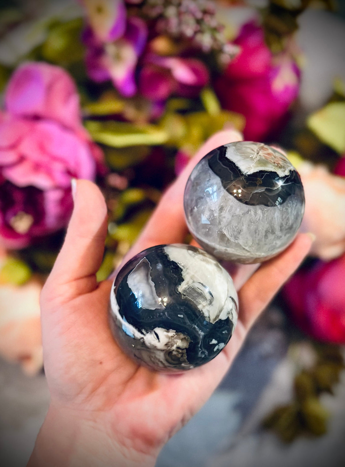Volcano Agate Crystal Spheres, UV Fluorescent Crystal Balls – 200-249 Grams CRYSTALS