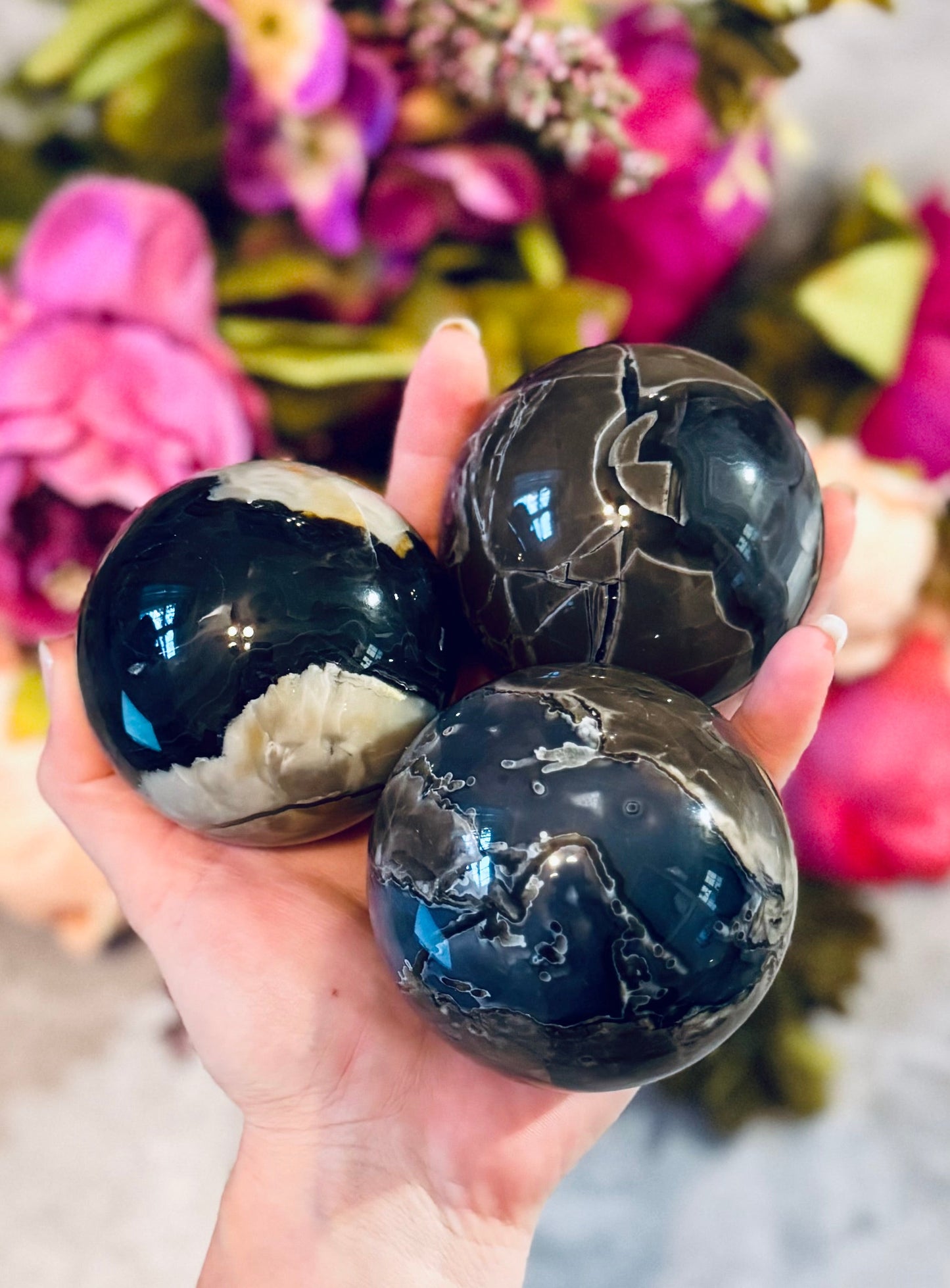 Volcano Agate Crystal Spheres, UV Fluorescent Crystal Balls – 350-399 Grams CRYSTALS