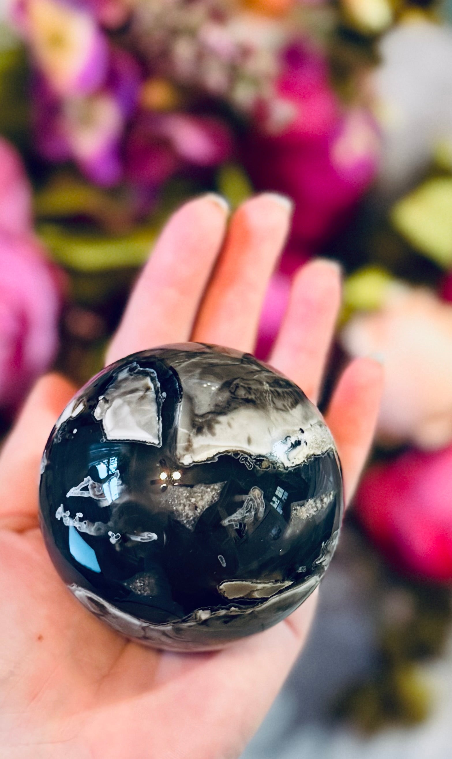 Volcano Agate Crystal Spheres, UV Fluorescent Crystal Balls – 400-449 Grams CRYSTALS