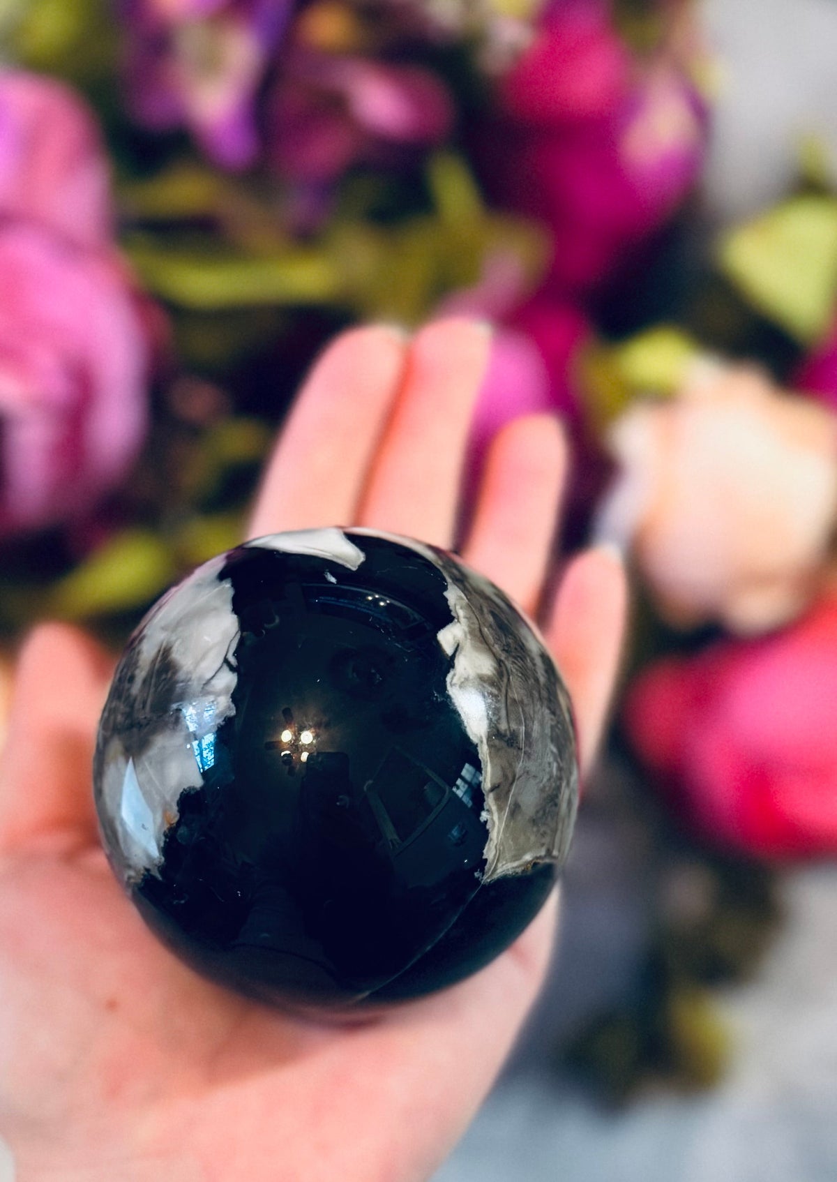 Volcano Agate Crystal Spheres, UV Fluorescent Crystal Balls – 450-499 Grams CRYSTALS
