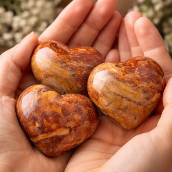 Sunset Jasper Heart Carving – Handpicked Statement Stone –