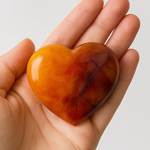 Carnelian Agate Heart Carving (Akik) – Handpicked Crystal Décor –