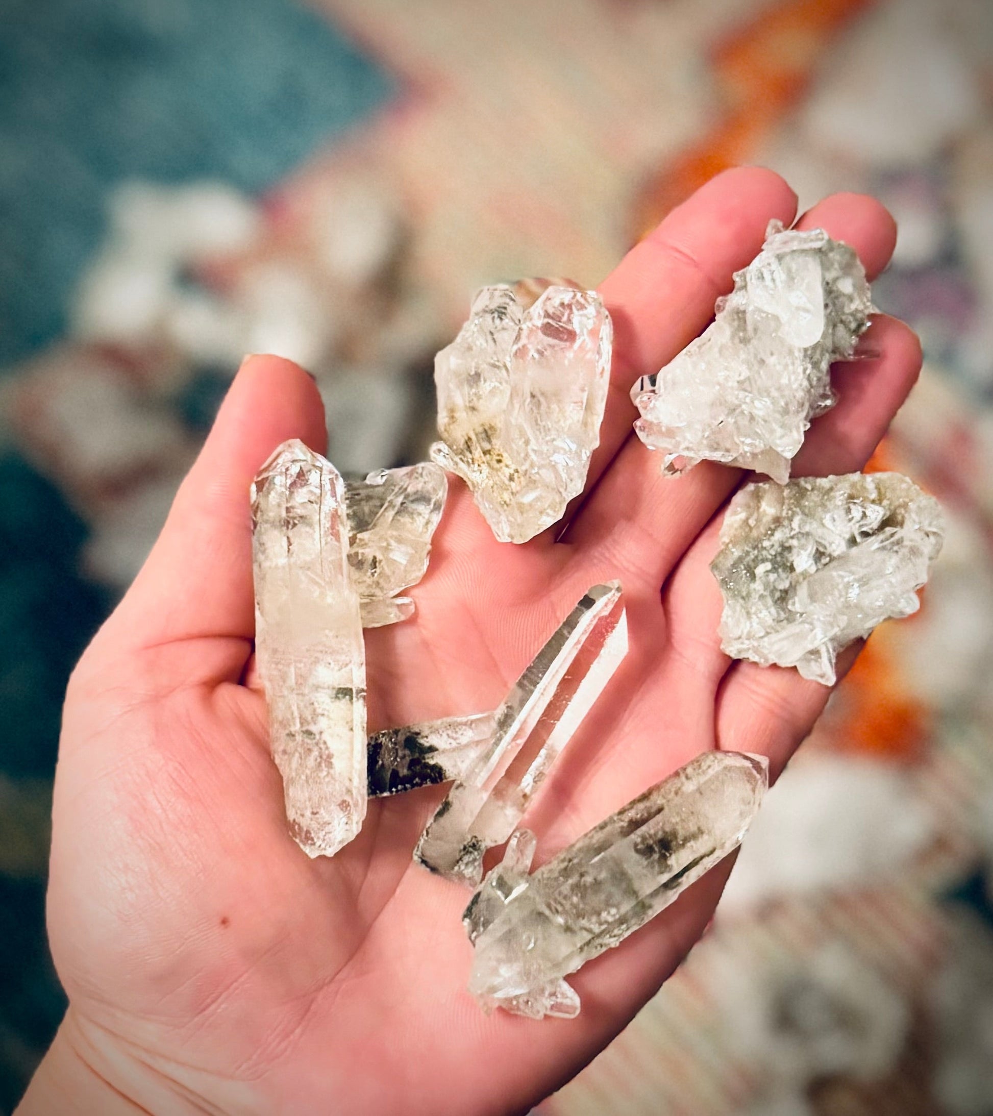 High Quality Quartz Clusters from Brazil, Many with Chlorite Inclusions – 5-14 grams