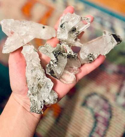 High Quality Quartz Clusters from Brazil, Many with Chlorite Inclusions – 50-74 grams