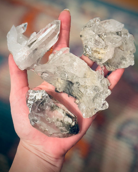 High Quality Quartz Clusters from Brazil, Many with Chlorite Inclusions – 75-99 grams