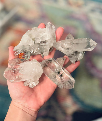 High Quality Quartz Clusters from Brazil, Many with Chlorite Inclusions – 100-124 Grams