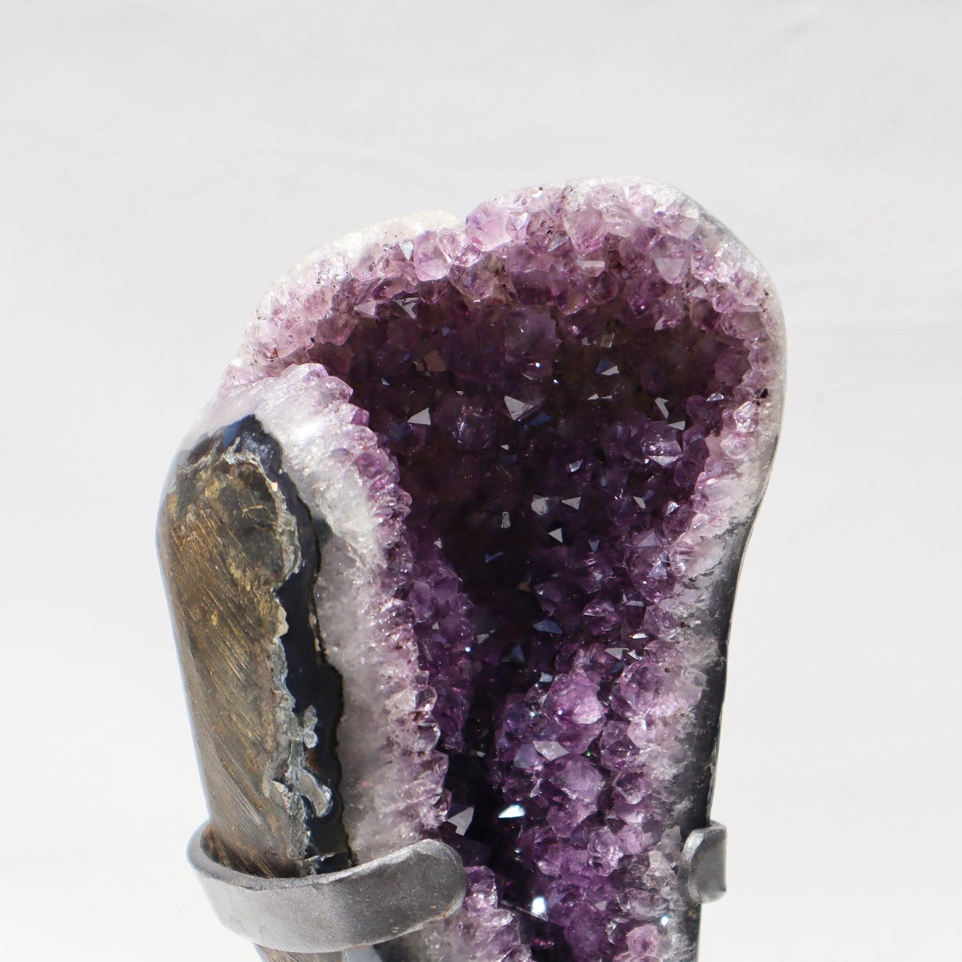 Unusual Shape Plum and White Quartz – Amethysts Crystals mounted