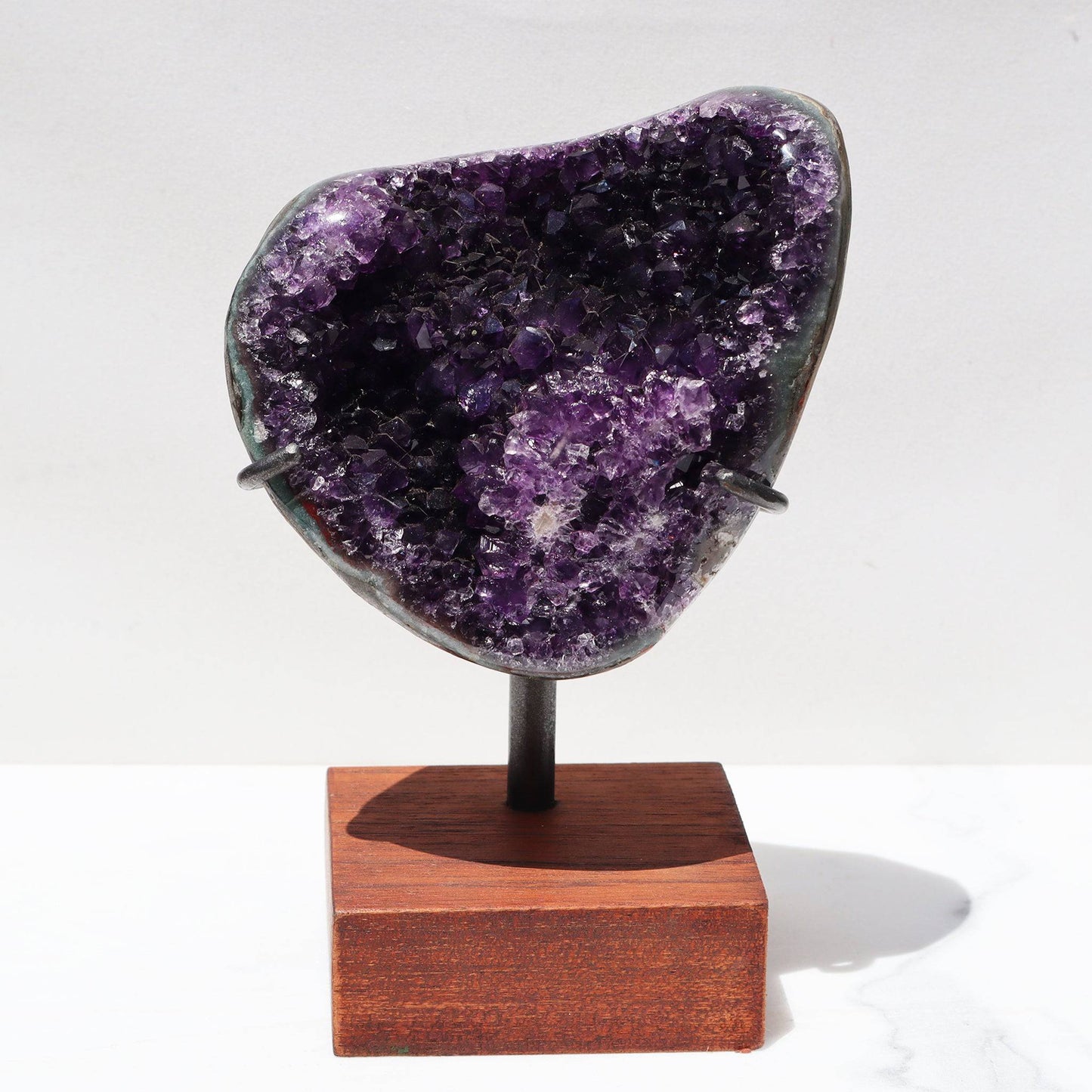 Abstract Heart-Shaped Fragment – Rare Mounted Amethyst Stalactites