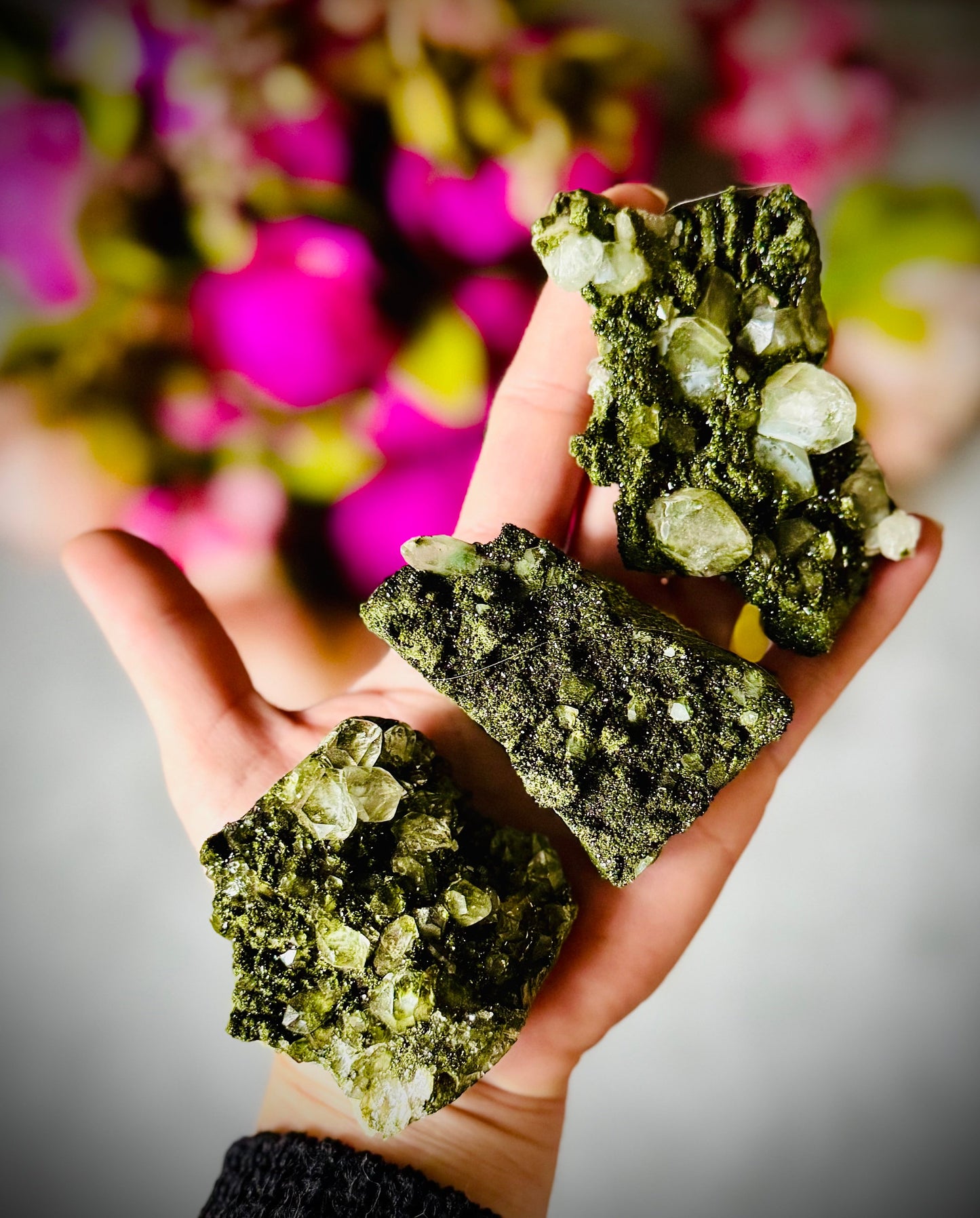 Large Forest Epidote Specimens from Turkey, Epidote and Quartz, Epidote Clusters – 100-124 Grams
