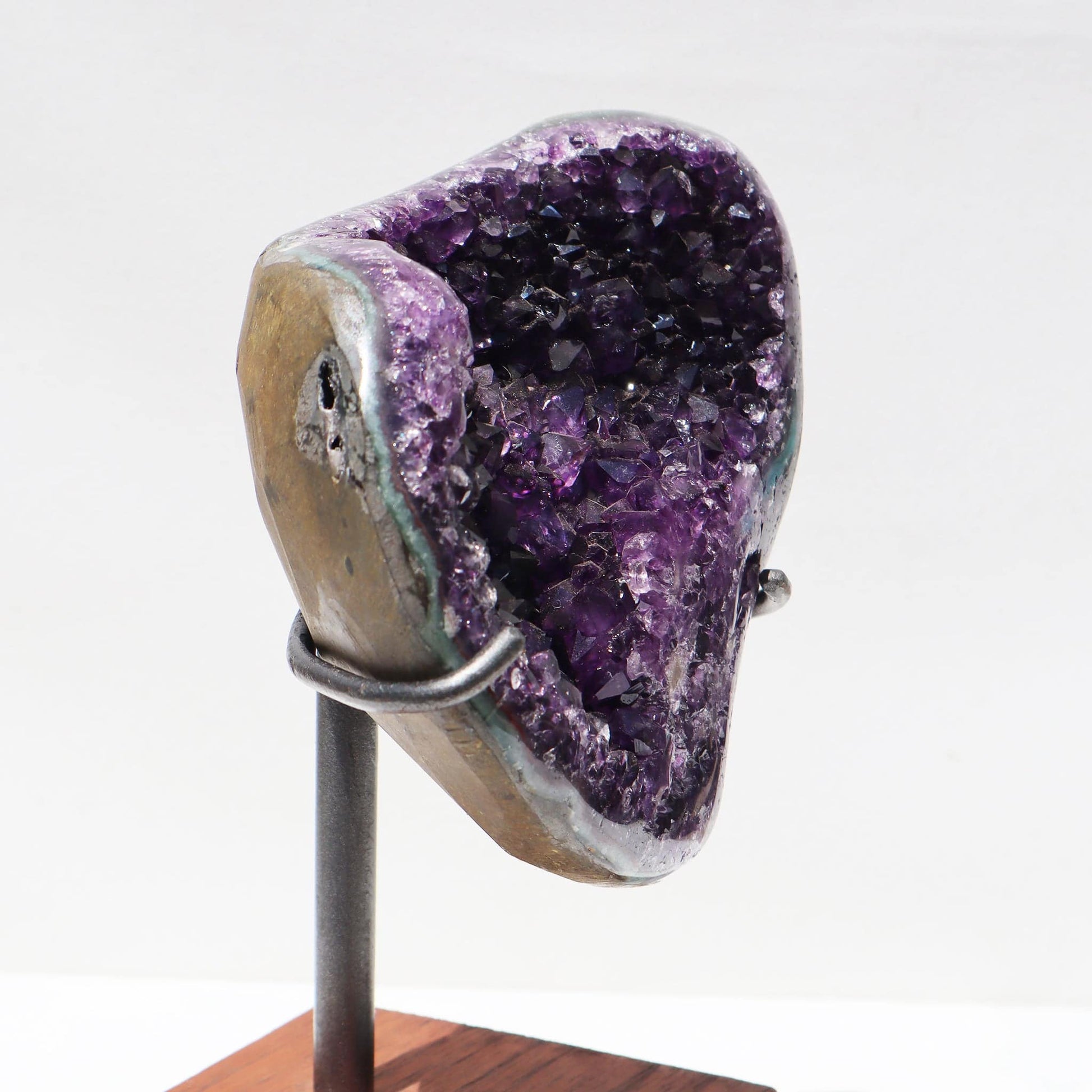 Abstract Heart-Shaped Fragment – Rare Mounted Amethyst Stalactites
