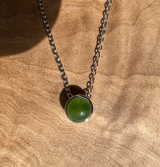 6mm Canadian Jade & Silver Pendant – Natural Green Gemstone Jewelry