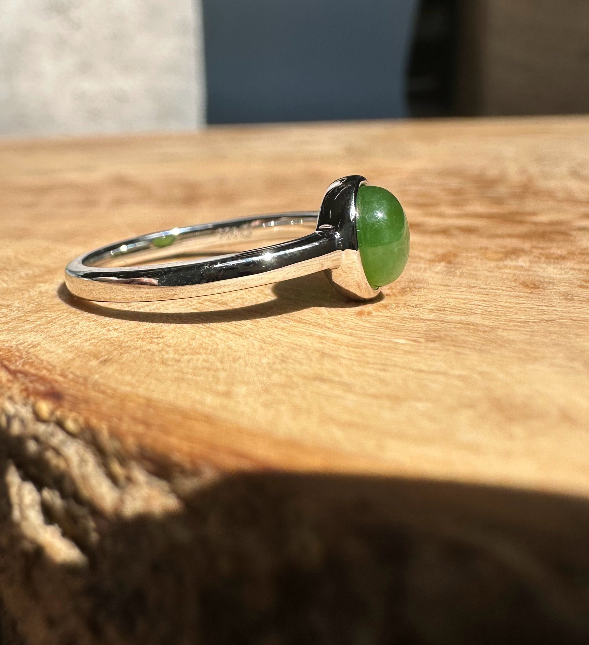 Canadian Jade Silver Ring – Genuine Nephrite Jade, Sterling Setting –