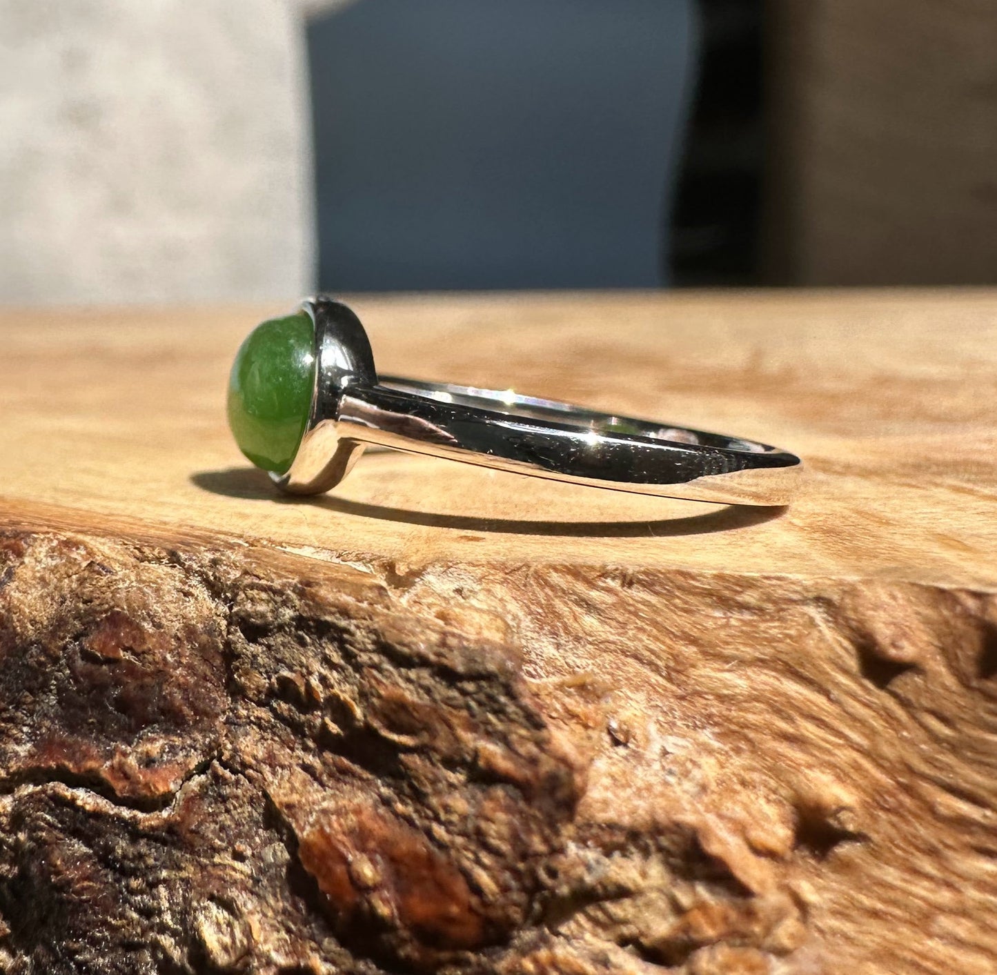 Canadian Jade Silver Ring – Genuine Nephrite Jade, Sterling Setting –