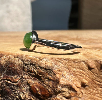 Canadian Jade Silver Ring – Genuine Nephrite Jade, Sterling Setting –