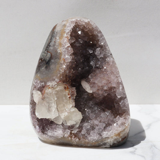 Captivating Rare Color Cathedral – Amethysts Crystals Calcite Rare