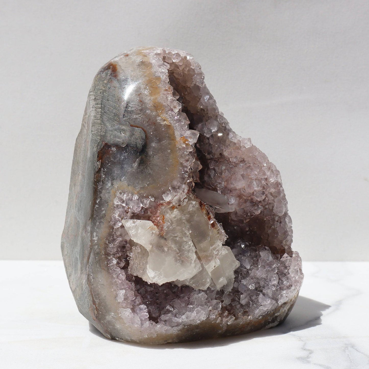 Captivating Rare Color Cathedral – Amethysts Crystals Calcite Rare