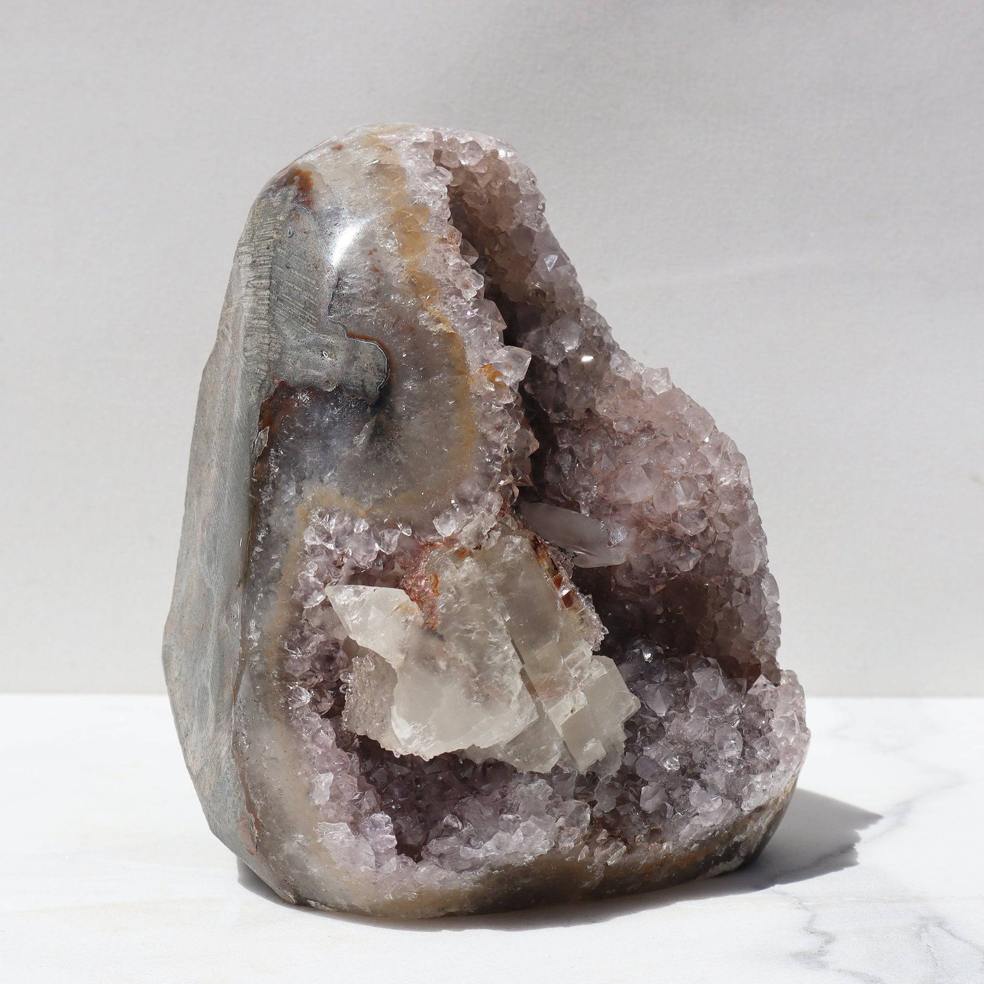 Captivating Rare Color Cathedral – Amethysts Crystals Calcite Rare