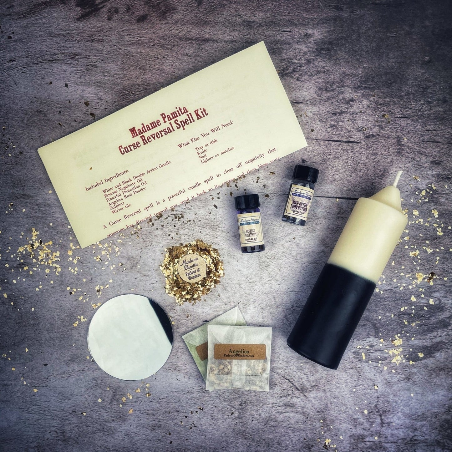 Curse Reversal Candle Spell Kit – Ritual Set for Protection & Clearing – Yellow (Success)