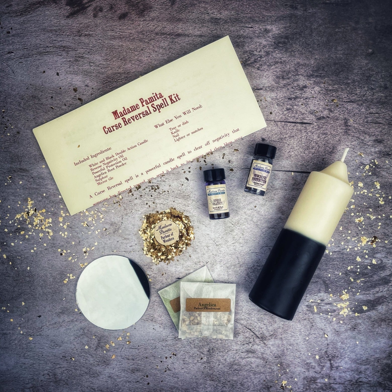 Curse Reversal Candle Spell Kit – Ritual Set for Protection & Clearing – Yellow (Success)