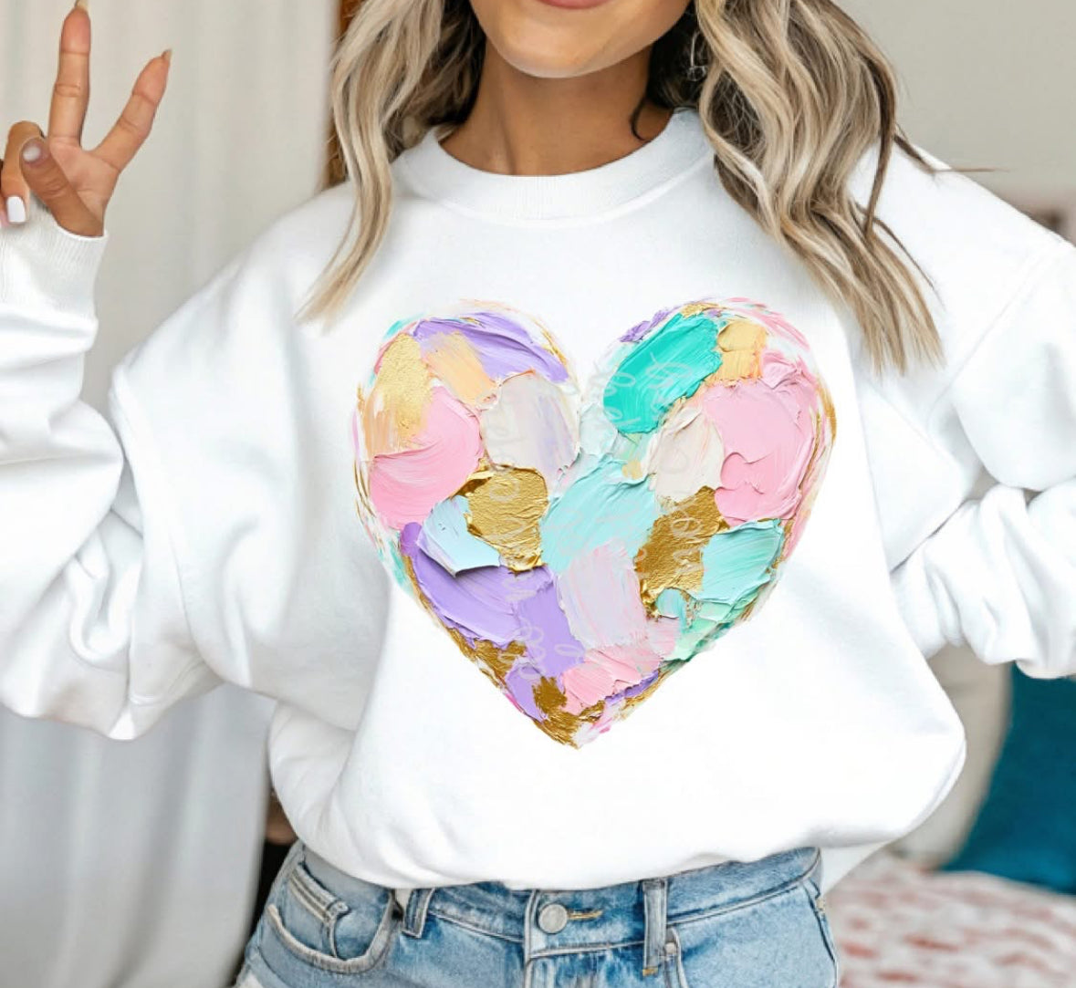 Easter Spring Paint Heart T-Shirt & Sweatshirt | Cute Easter Shirt for Women –