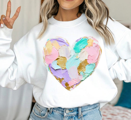 Easter Spring Paint Heart T-Shirt & Sweatshirt | Cute Easter Shirt for Women –
